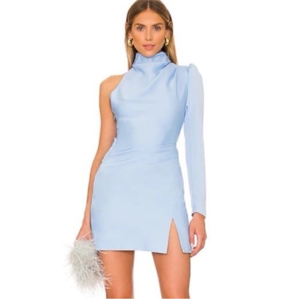 Misha One-Shoulder Blue Dress